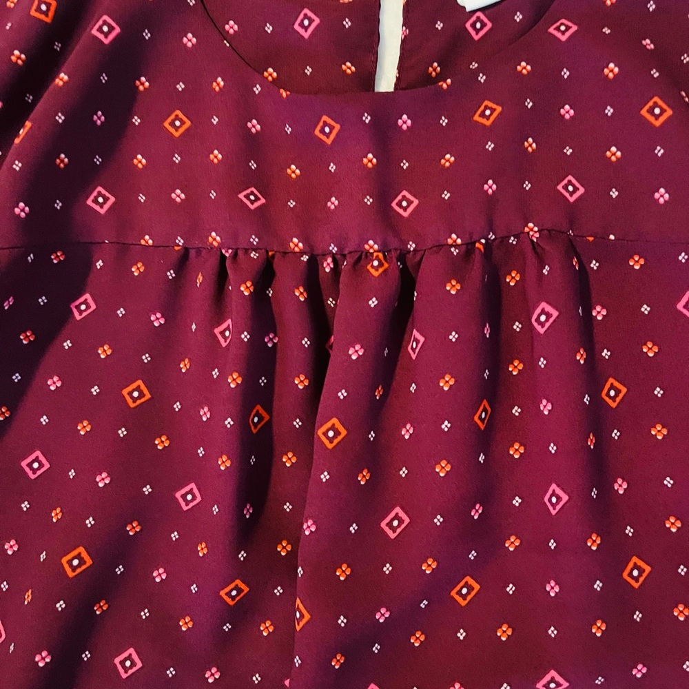 GAP Burgundy Geometric Patterned Blouse